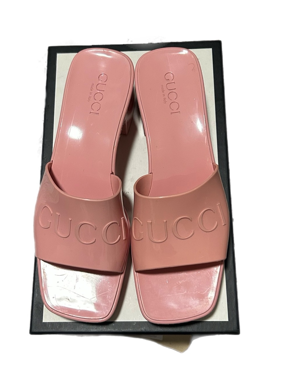 Gucci Glossy Blush Pink Platform Mule Sandals - Picture 3 of 6